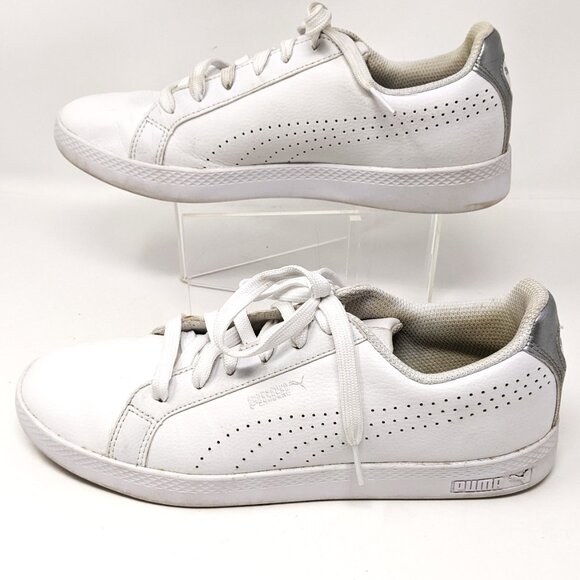Puma Womens White Smash Sneakers Perforated 8.5 in box - Picture 3 of 16